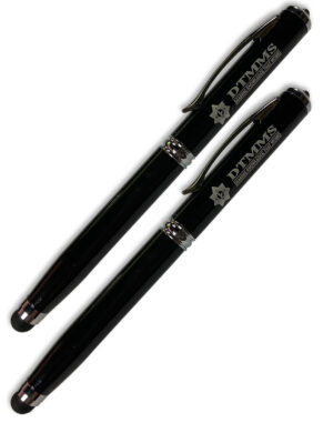 TWO 4-In-1 Light And Laser Ballpoint Pens Stylus with DTMMS logo